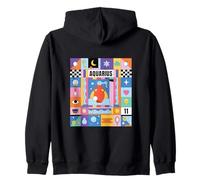 AQUARIUS Zodiac Sign Bauhaus Style - Modern Astrology Art Zip Hoodie