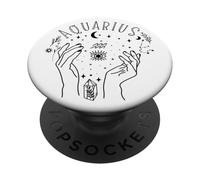 Aquarius Zodiac Sign, Celestial Aquarius Horoscope Symbol PopSockets Adhesive PopGrip