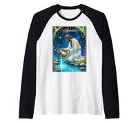 Aquarius Zodiac Sign Under a Starry Sky Raglan Baseball Tee