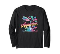 Aquarius Zodiac Water Bearer Color Splash Horoscope Long Sleeve T-Shirt