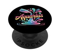 Aquarius Zodiac Water Bearer Color Splash Horoscope PopSockets Adhesive PopGrip