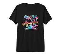 Aquarius Zodiac Water Bearer Color Splash Horoscope Premium T-Shirt