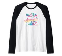 Aquarius Zodiac Water Bearer Color Splash Horoscope Raglan Baseball Tee