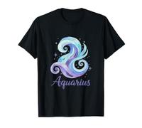 Aquarius Zodiac Watercolor Celestial Stars Design Astrology T-Shirt