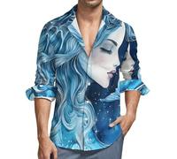 AquariusZodiac Sign Men's Long Sleeve Button Down Shirts Casual Regular Fit Shirt with Pocket