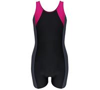 Aquarti Girls' One Piece Shorty Swimsuit Child, Black/Graphite/Amaranth, 152