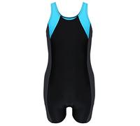 Aquarti Girls' One Piece Shorty Swimsuit Child, Black/Graphite/Blue, 152