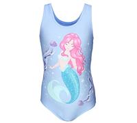 Aquarti Girls' One Piece Swimsuit with Open Back Print, Mermaid in Water Blue/Pink/Turquoise, 134