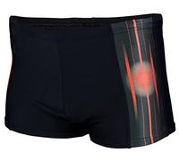 Aquarti Men's Swim Trunks Box Cut with Side Stripes, 13719A Black/Red, 8XL