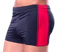 Aquarti Men's Swimming Shorts with Adjustable Drawstring, Black/Red, 3XL