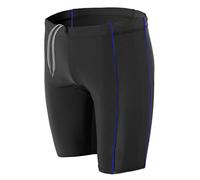 Aquarti Men's Swimming Trunks Jammer with Piping, Black/Blue, 3XL