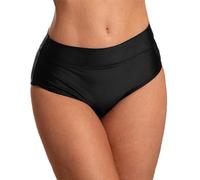 Aquarti Women’s High Waist Bikini Bottom with Fold-Over Waistband - Tummy Control Swim Briefs