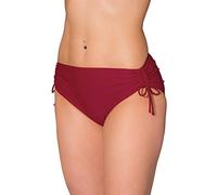 Aquarti Women's Bikini Bottoms with Ruching and tie Straps, Dark Red, 10