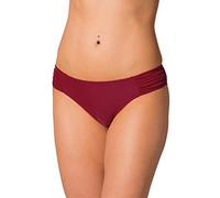 Aquarti Womens' Hipster Bikini Bottom with Ruched Sides, Dark Red, 14