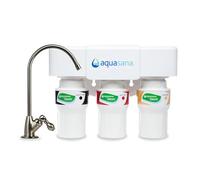 Aquasana Under Sink Water Filter System - Reduces PFAS, Lead, & Chlorine in Drinking Water - Under Counter Claryum Filtration for Kitchen - 3-Stage - Brushed Nickel Faucet - AQ-5300.55
