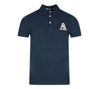 Aquascutum Check A Logo Polo Shirt - Navy Blue - L