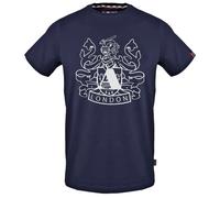 Aquascutum Large Shield Aldis Logo T Shirt - Navy Blue - M