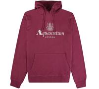 Aquascutum Mens Active Big Logo Burgundy Hoodie - Dark Red Cotton - Size Small