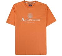 Aquascutum Mens Active Big Logo Orange T-Shirt Cotton - Size Small