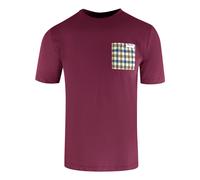 Aquascutum Mens Active Check Pocket Burgundy T-shirt - Dark Red Cotton - Size X-Large