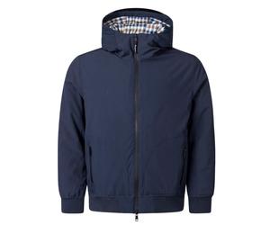 Aquascutum Mens Active Plain Hooded Navy Blue Jacket - Size Small