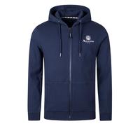 Aquascutum Mens Active Small Logo Full-Zip Navy Blue Hoodie Cotton - Size Small
