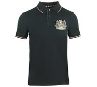 Aquascutum Mens Aldis Crest Black Polo Shirt Cotton - Size Medium