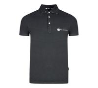 Aquascutum Mens Aldis Crest Block Logo Black Polo Shirt Cotton - Size Small