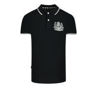 Aquascutum Mens Aldis Tipped Black Polo Shirt Cotton - Size Medium