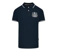 Aquascutum Mens Aldis Tipped Navy Blue Polo Shirt Cotton - Size Small