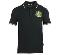 Aquascutum Mens Aldis Yellow Crest Black Polo Shirt Cotton - Size Small