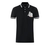 Aquascutum Mens AQ 1851 Embroidered Tipped Black Polo Shirt - Size Small