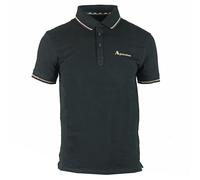 Aquascutum Mens Brand Logo Black Polo Shirt Cotton - Size Small