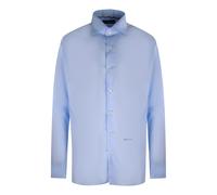Aquascutum Mens Branded Plain Long Sleeve Blue Shirt - Light Blue Cotton - Size Medium