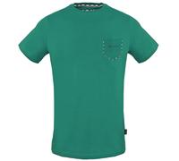 Aquascutum Mens Check Pocket Trim Green T-Shirt Cotton - Size Medium