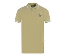 Aquascutum Mens Embossed A Tipped Beige Polo Shirt - Size Medium