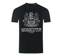 Men's Aquascutum Large Bold London Aldis Brand Logo Black T-Shirt - Size: 42/Regular