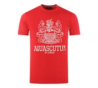 Men's Aquascutum Large Bold London Aldis Brand Logo Red T-Shirt - Size: 42/Regular