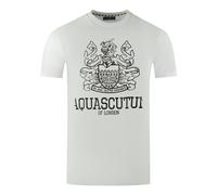 Aquascutum Mens Large Bold London Aldis Brand Logo White T-Shirt - Size Medium