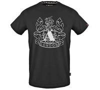 Aquascutum Mens Large Shield Aldis Logo Black T-Shirt Cotton - Size X-Large