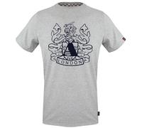 Aquascutum Mens Large Shield Aldis Logo Grey T-Shirt material_cotton - Size Large