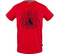 Aquascutum Mens Large Shield Aldis Logo Red T-Shirt Cotton - Size Medium