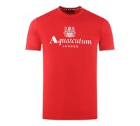 Aquascutum Mens London Aldis Brand Logo Red T-Shirt - Size Medium