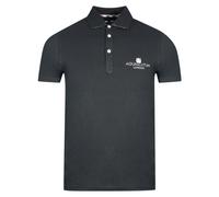 Aquascutum Mens London Bold Logo Black Polo Shirt Cotton - Size Medium