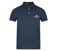 Aquascutum Mens London Bold Logo Navy Blue Polo Shirt Cotton - Size Medium