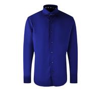 Aquascutum Mens Plain Branded Logo Long Sleeve Dark Blue Shirt Cotton - Size Small