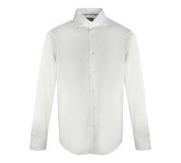 Aquascutum Mens Plain Branded Logo Long Sleeve White Shirt Cotton - Size Small
