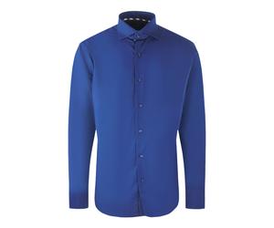 Aquascutum Mens Plain Long Sleeve Navy Blue Shirt - Dark Blue Cotton - Size Small