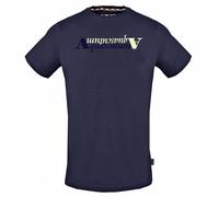 Aquascutum Mens Reflection Logo Navy Blue T-Shirt Cotton - Size Small