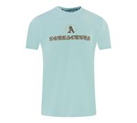 Aquascutum Mens Script Logo Grey T-Shirt - Blue - Size Medium